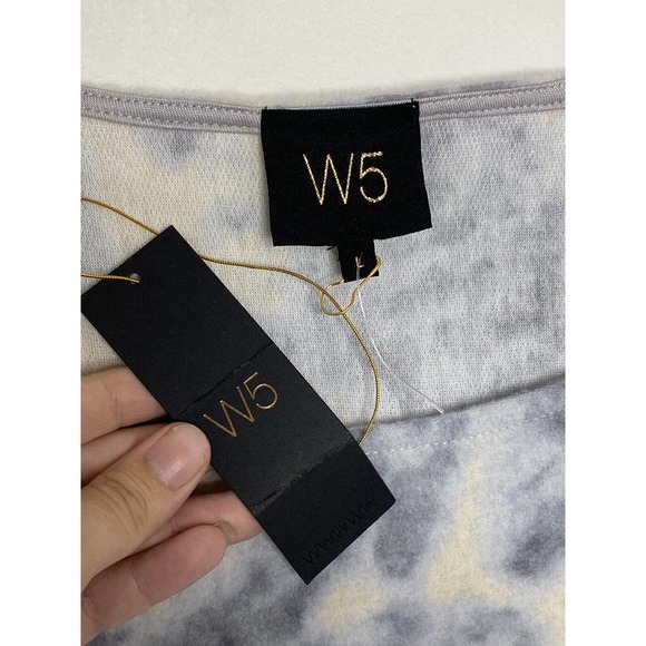 W5 Long Sleeve Soft Fleece Top Gray Tie Dye Puff Sleeve Pullover Sz L New - Picture 3 of 5